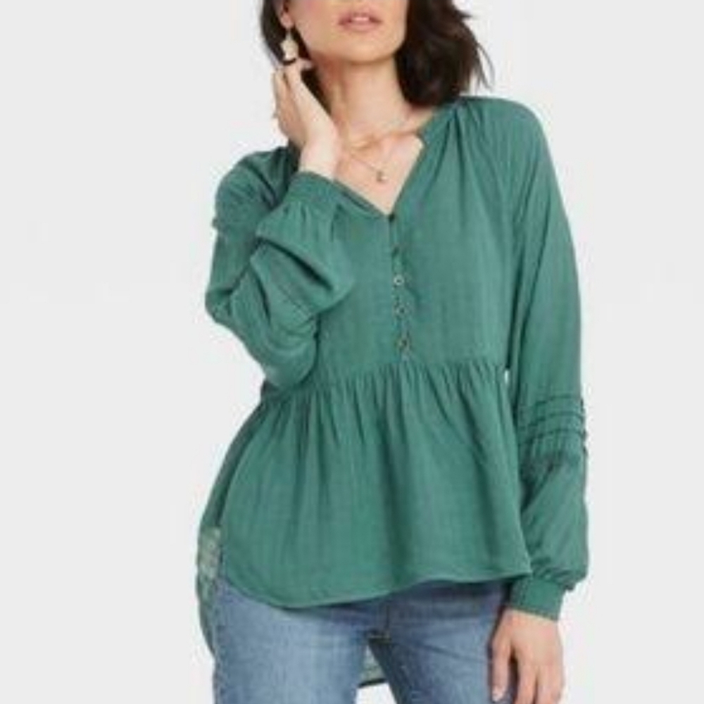 Knox Rose Boho Peasant Peplum Top